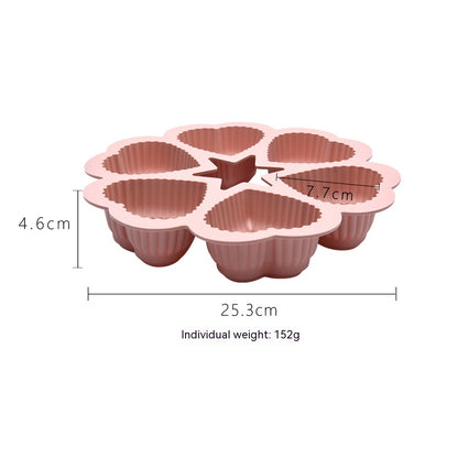 Silicone Chiffon Cake Mold 6-piece Heart-shaped Western Dessert